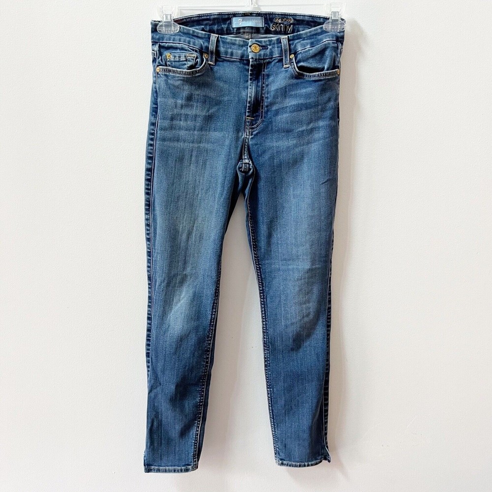 7 for all Mankind Womens B(air) Ankle Skinny Jeans Sz 28 Medium Wash Ret $198